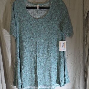 LuLaRoe Teal Floral Short Sleeve Top